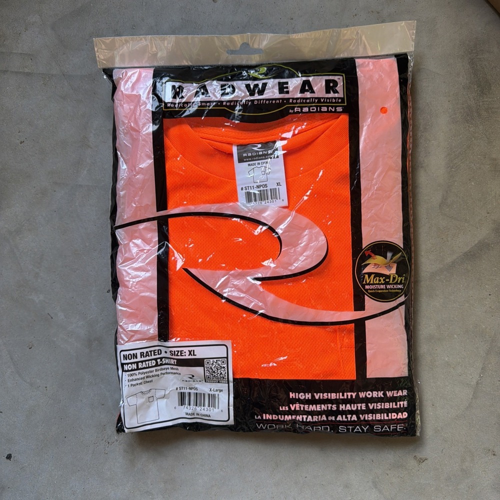 Radians ST11-NPOS-XL Non-Rated Short Sleeve XL Hi-Vis T-Shirt with Max-Dri - Picture 1 of 7